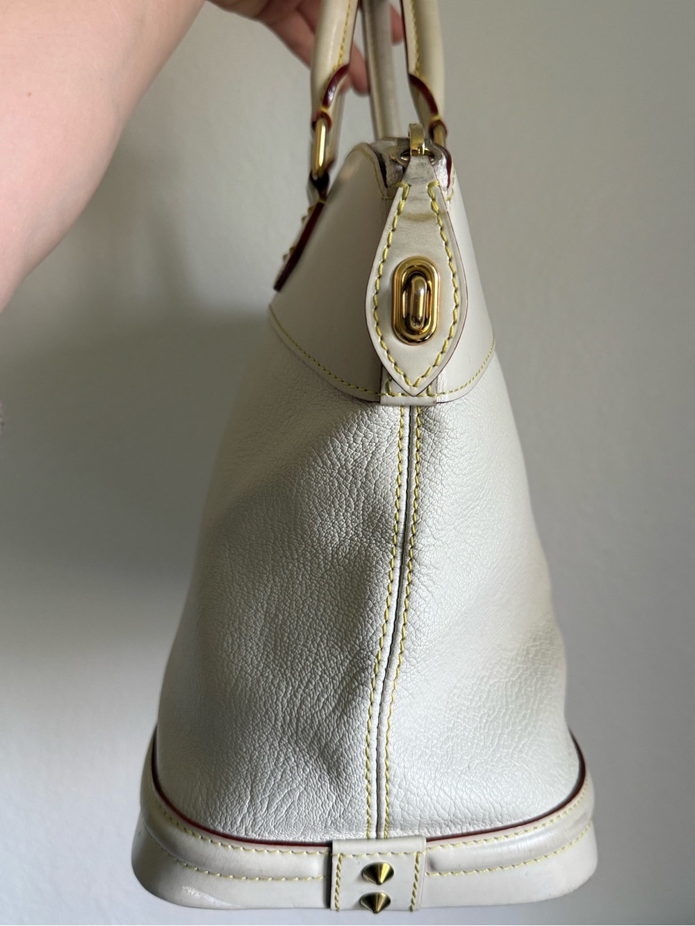 Louis Vuitton Cream/Beige Leather Top-Handle Tote - Picture 3 of 7